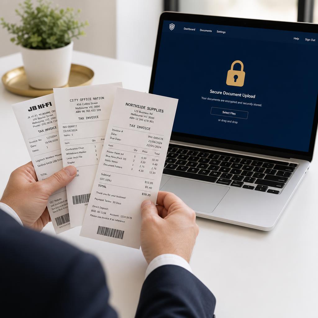 Secure tax document upload concept for BN Sullivan Tax